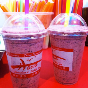 Almond milk and fruit smoothies!